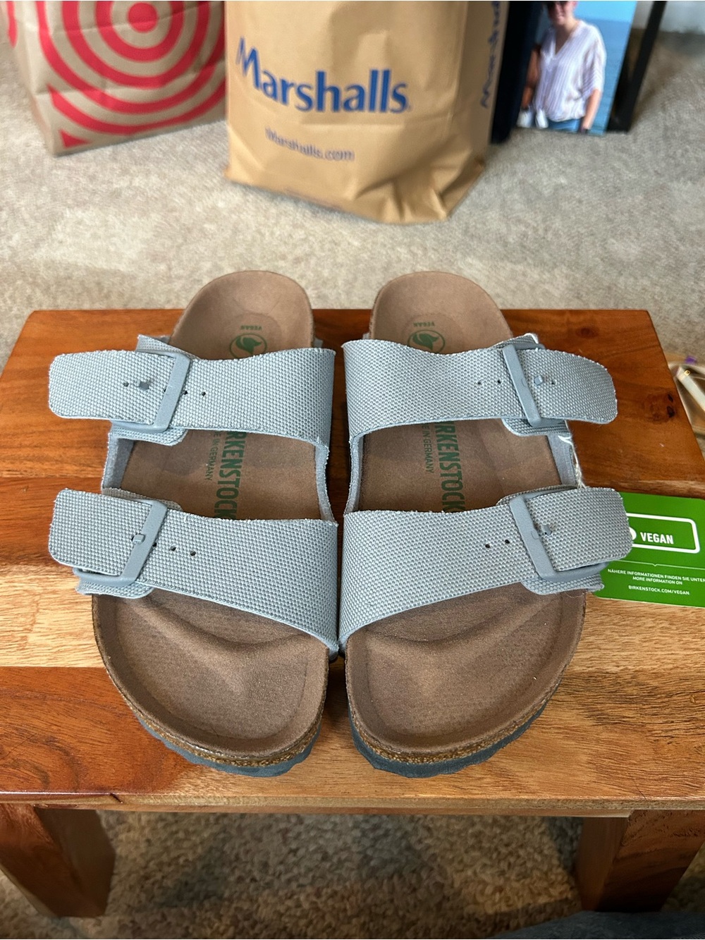 Birkenstock Arizona Vegan Double Strap Sandals in Light Blue